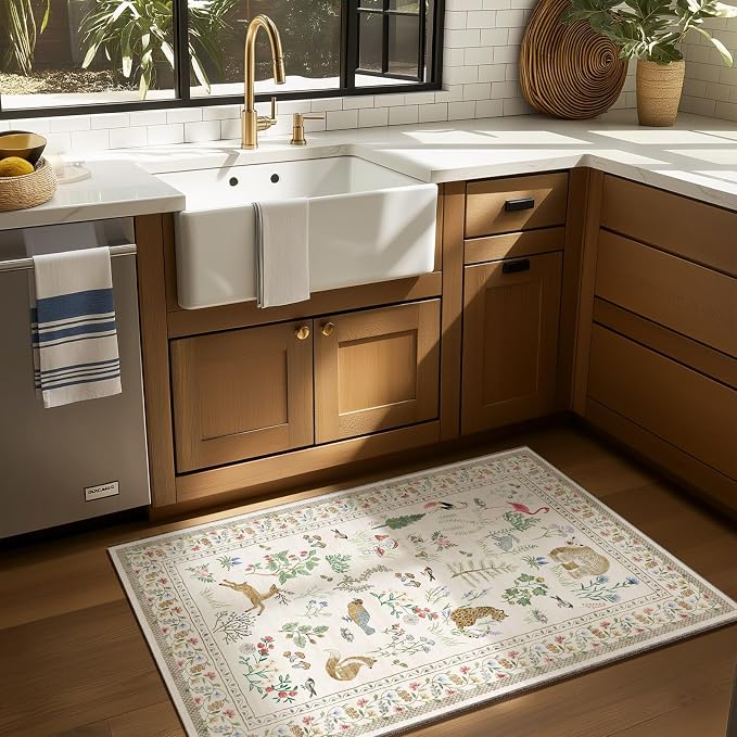 Machine Washable Throw Rugs for Entryway: Door Mat Indoor Entrance 2x3 Rug Small Area Rug Non-Slip Low Pile Kitchen Rugs for Entrance Front Door Indoor Entry Bedside Living Room