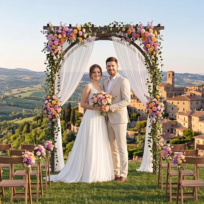 Giantex 85" Garden Arch Trellis, Wood Garden Arbor with Flat Top for Climbing Plants, Roses & Vines, Outdoor Wooden Wedding Arch for Ceremony, Backyard Lawn Patio Garden Entrance Decoration