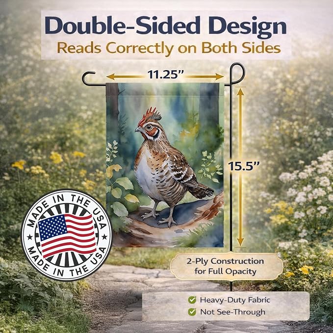 Caroline's Treasures Pennsylvania Ruffed Grouse Garden Flag Mailbox Flag Decorative Yard Flag Banner Outside Patio Artwork Yard Flower Beds, Garden Size, Multicolor