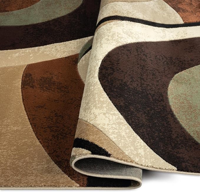 Home Dynamix Tribeca Slade Contemporary Abstract Area Rug, Brown/Green, 5'2"x7'2"