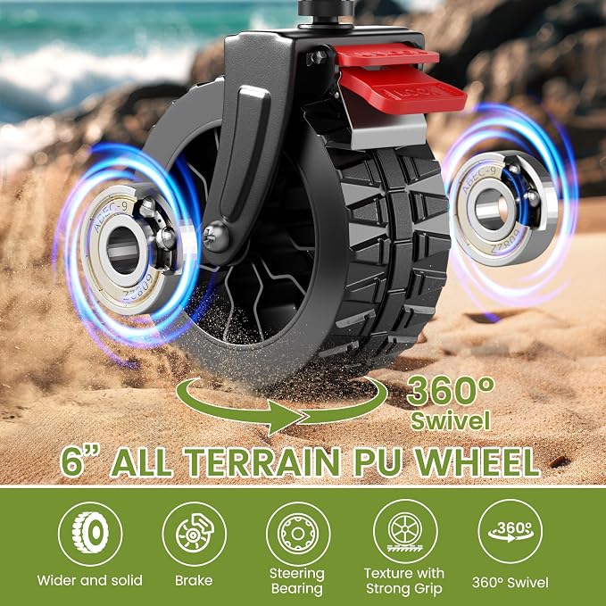 Blomoba Collapsible Wagon Cart, 150L Heavy Duty Foldable Beach Wagon with Wider Wheels & Auto-Rebound Handle, Utility Grocery Shopping Cart for Garden, Shopping, Camping, Sports, Pink