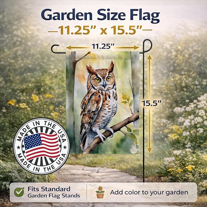 Caroline's Treasures Eastern Screech Owl Garden Flag Mailbox Flag Decorative Yard Flag Banner Outside Patio Artwork Yard Flower Beds, Garden Size, Multicolor