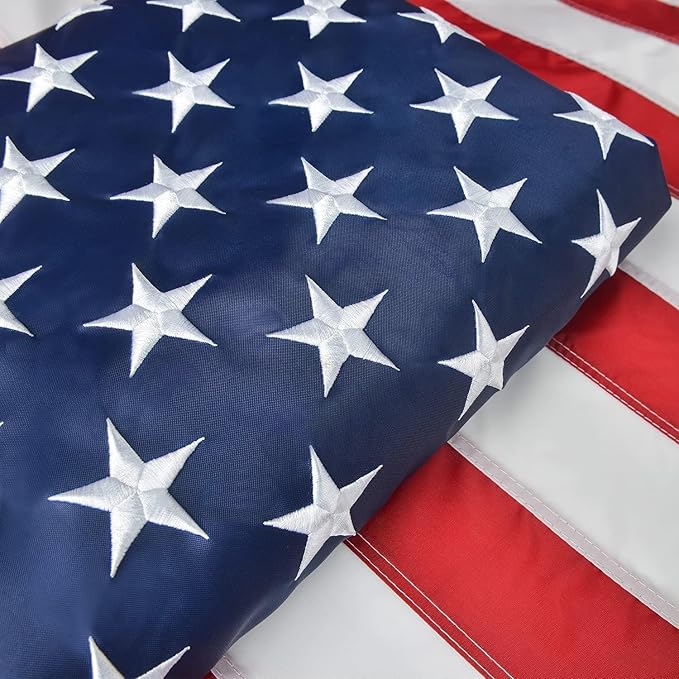 Large American Flag 12x18 FT, US Flag USA High Wind with Embroidered Stars, Sewn Stripes, Brass Grommets, Durable Outdoor Outside