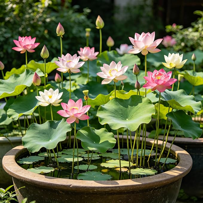 CarpetC 160+ Mixed Bowl Lotus Seeds for Planting, Nelumbo nucifera Aquatic Plant, Non-GMO Heirloom Water Lilys Flower Plant for Containers, Ponds and Water Gardens