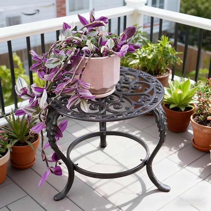 Notakia Plant Stand Indoor Outdoor Clearance Heavy Duty Cast Iron Plant Table for Patio & Garden, Tall Vintage Decorative Metal Plant Rack, Wrought Iron Flower Pot Holder for Home Garden Porch Yard