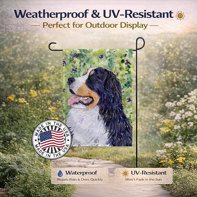 Caroline's Treasures SS8706GF Bernese Mountain Dog Garden Flag Mailbox Flag Decorative Yard Flag Banner Outside Patio Artwork Yard Flower Beds, Garden Size, Multicolor