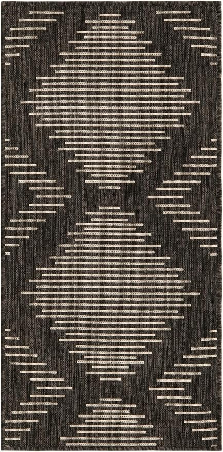 Unique Loom Outdoor Modern Collection Area Rug - Tambor (2' x 4' 1" Runner, Charcoal Gray/ Ivory)
