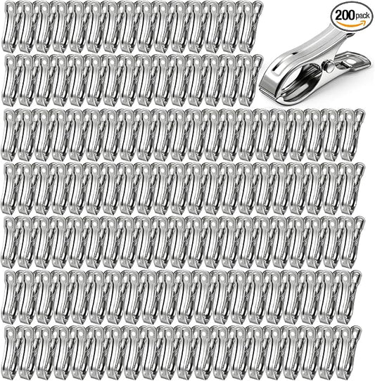 200Pcs Stainless Steel Garden Clips, Large Open Metal Clamps for Greenhouse Hoops, 2" Fix Plant Cover Shade Cloth Netting Tarp, Tight Grip Weatherproof Gardening Supplies