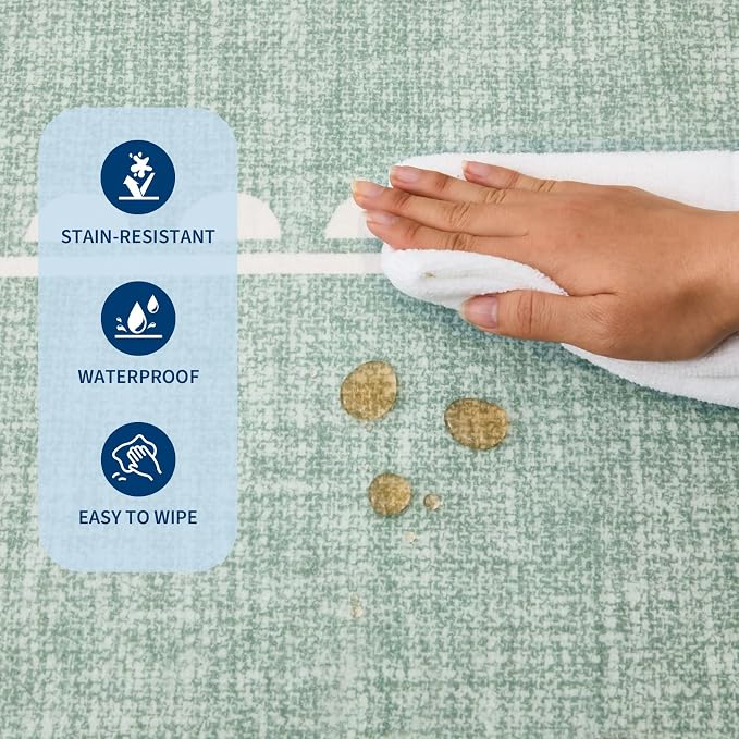 GarveeHome Scalloped Hallway Runner Rug 2.5x10 Non Slip Sage Green Rugs | Washable Bow Rug for Girls Bedroom Dorm Nursery Entyrway Kitchen, Soft Low Pile Ultra-Thin Stain Resistant Indoor Carpet