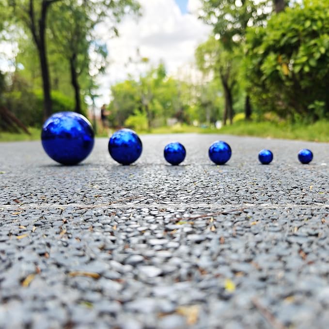Gazing Ball Stainless Steel Gazing Globe Mirror Reflective Garden Sphere Floating Pond Balls Gazing Ball Shiny Home Outdoor Ornament (Blue, 6Pack)
