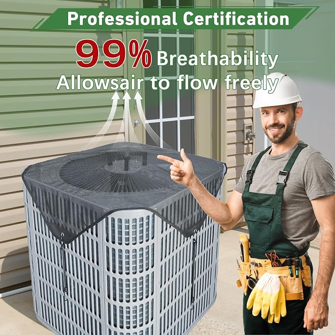 Air Conditioner Covers for Outside, Mesh AC Covers for Outdoor Units, Universal Air Conditioning Cover，One 28in AC Cover and One Support
