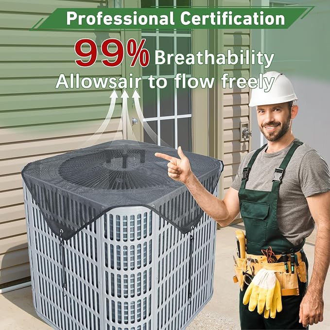 Air Conditioner Covers for Outside, Mesh AC Covers for Outdoor Units, Universal Air Conditioning Cover，One 26in AC Cover and One Support