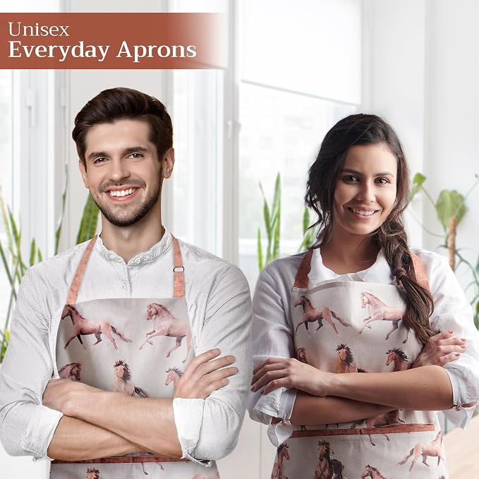 Maison d' Hermine Aprons for women with Pocket 100% Cotton (27.50"x31.50") | Adjustable Neck Strap & long ties Apron Men Chef Wedding Cooking Gardening Server Maid