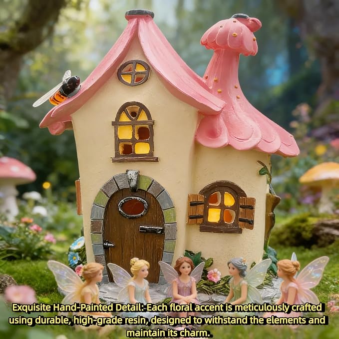 Fairy Garden Houses, Fairy Houses,Fairy Houses for Outside,Fairy Garden Houses Outdoor,Solar Fairy Garden,gnome House,Fairy Garden,Fairy Garden Accessories, for Women Gift/Teenage Gift