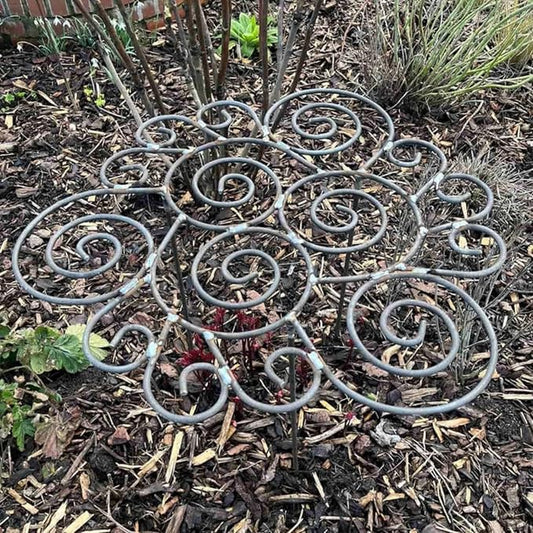 Plant Support,Decorative Metal Plant Support Ring, Heavy Duty Garden Plant Support Stake, Rustproof Flower Support Cage, Outdoor Plant Holder for Upright Growth and Protection (L)