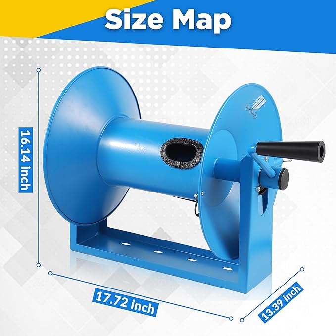 RIDGE WASHER Pressure Washer Hose Reel 180FT x 3/8" | Heavy Duty, High Capacity, 4000 PSI, 3/8" Whip Hose, Manual Crank