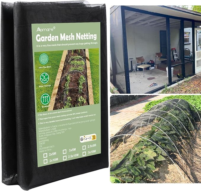 Garden Mesh Netting, 6.6’ x 16.5’ Extra-Thick Mosquito Netting for Patio, Nano-Composite Bird Netting for Vegetables Plants Fruits Flowers Patios Balconies, Shading Rate 30%, Black