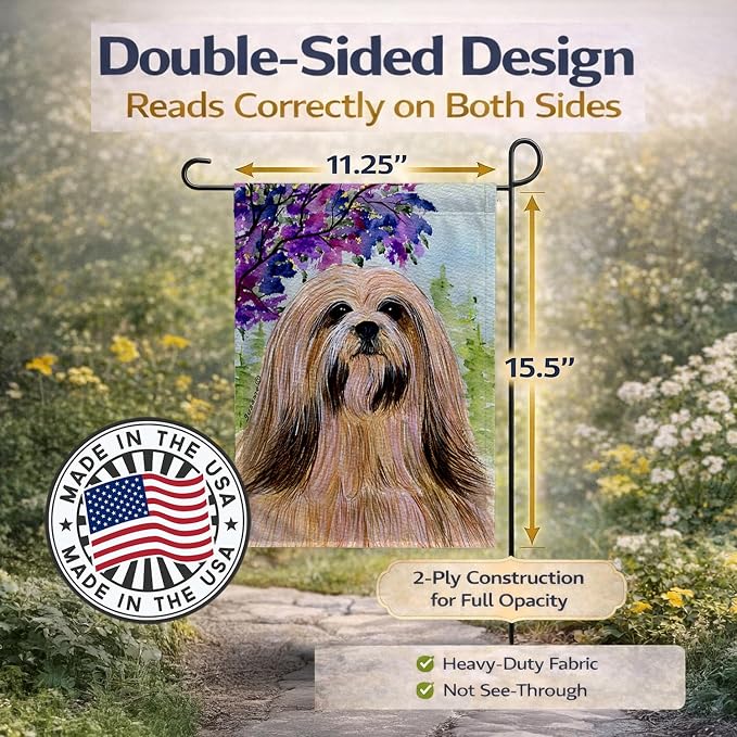 Caroline's Treasures SS8436GF Lhasa Apso Garden Flag Mailbox Flag Decorative Yard Flag Banner Outside Patio Artwork Yard Flower Beds, Garden Size, Multicolor