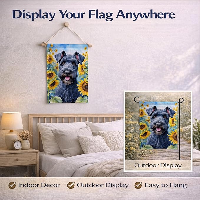 Caroline's Treasures DAC6106GF Kerry Blue Terrier in Sunflowers Garden Flag Mailbox Flag Decorative Yard Flag Banner Outside Patio Artwork Yard Flower Beds, Garden Size, Multicolor