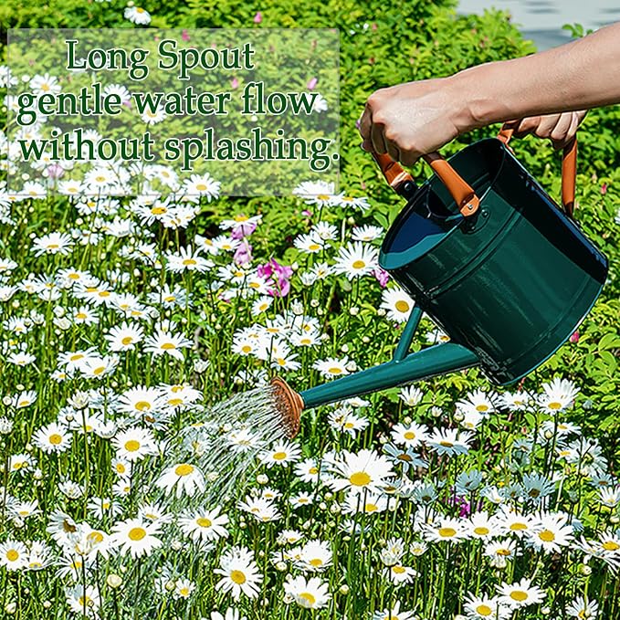 Metal Watering Can for Plants,Watering Cans for Outdoor&Indoor Gardening, Galvanized Steel Water Can with Removable Spout,Watering Pot with Ergonomic Movable Handle(Green)