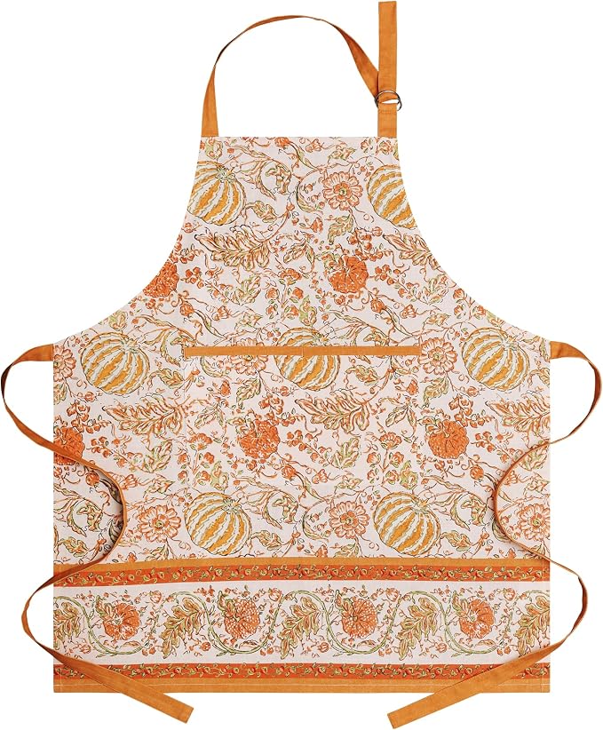 Maison d' Hermine Aprons for women with Pocket 100% Cotton (27.50"x31.50") | Adjustable Neck Strap & long ties Apron Men Chef Wedding Cooking Gardening Server Maid