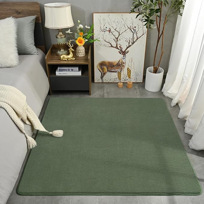 Amearea 4x4 Square Area Rugs for Bedroom Living Room, Sage Green Fluffy Rug | Thickened Memory Foam Rug, Indoor Washable Rug Non Slip Minimalist Carpet for Entryway Boys Girls Dorm Nursery Room Decor