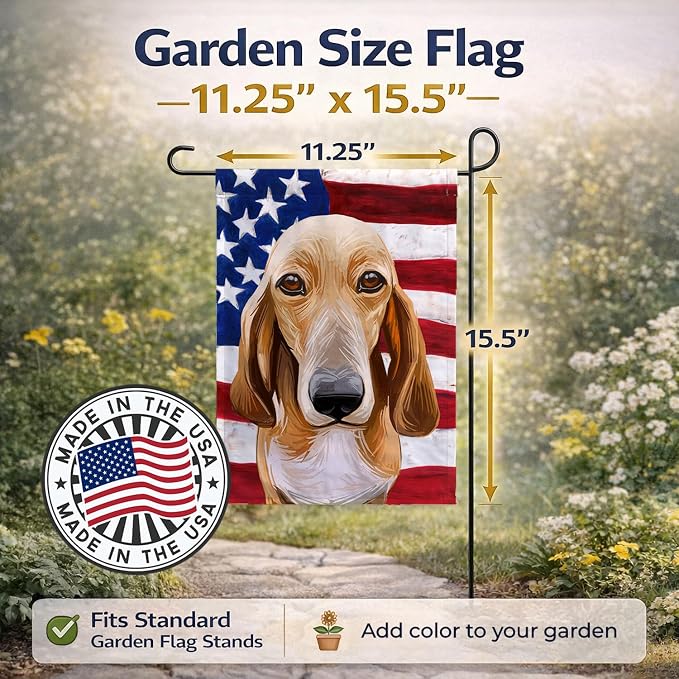 Caroline's Treasures CK6693GF Schweizer Laufhund Dog American Flag Garden Flag Mailbox Flag Decorative Yard Flag Banner Outside Patio Artwork Yard Flower Beds, Garden Size, Multicolor