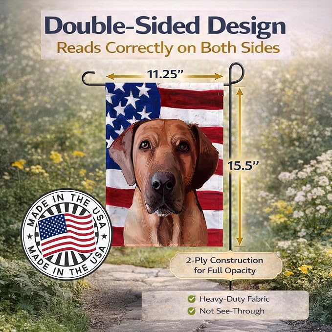 Caroline's Treasures CK6463GF Broholmer Dog American Flag Garden Flag Mailbox Flag Decorative Yard Flag Banner Outside Patio Artwork Yard Flower Beds, Garden Size, Multicolor
