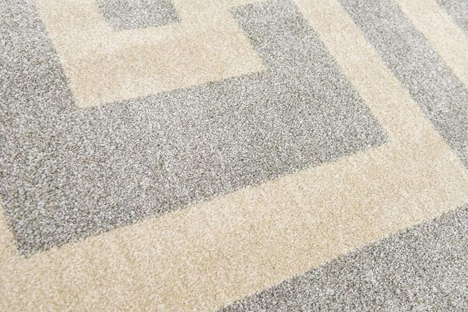 Unique Loom Athens Collection Classic Geometric Modern Border Design Area Rug (8' 0 x 8' 0 Square, Gray/ Beige)