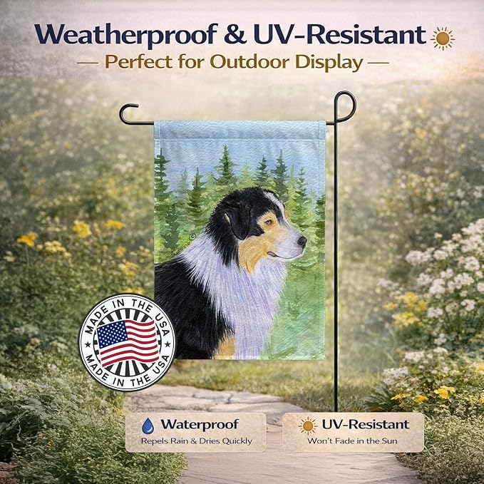 Caroline's Treasures SS8316GF Australian Shepherd Garden Flag Mailbox Flag Decorative Yard Flag Banner Outside Patio Artwork Yard Flower Beds, Garden Size, Multicolor