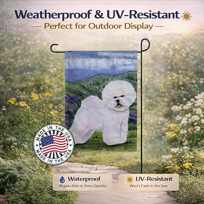 Caroline's Treasures SS8025GF Bichon Frise Garden Flag Mailbox Flag Decorative Yard Flag Banner Outside Patio Artwork Yard Flower Beds, Garden Size, Multicolor
