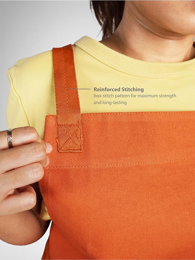 100% Cotton Kitchen Apron with 2 Pockets – Adjustable Chef Apron for Cooking Baking BBQ – Unisex Apron