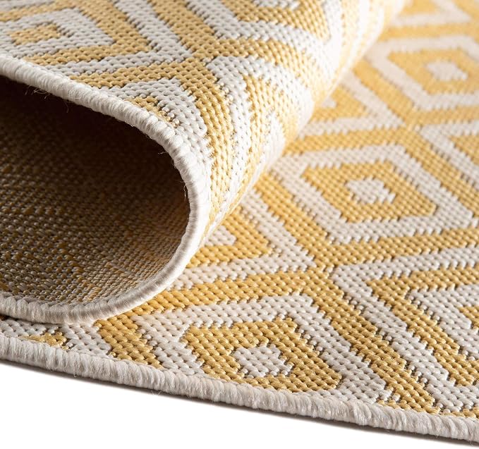 Unique Loom Jill Zarin Outdoor Collection Area Rug - Costa Rica (5' 3" x 8' Oval, Yellow Ivory/ Ivory)