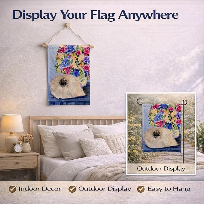 Caroline's Treasures SS8315GF Pekingese Garden Flag Mailbox Flag Decorative Yard Flag Banner Outside Patio Artwork Yard Flower Beds, Garden Size, Multicolor