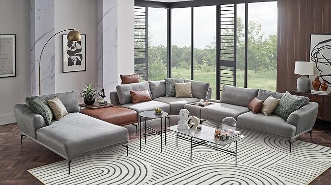 Lahome Abstract 8x10 Area Rugs for Bedroom, Washable Rugs 8x10 Living Room | Soft Ultra-Thin Non-Slip Modern Dining Room Rug Non-Shedding Accent Carpet for Office Darrell (8x10ft, Black)