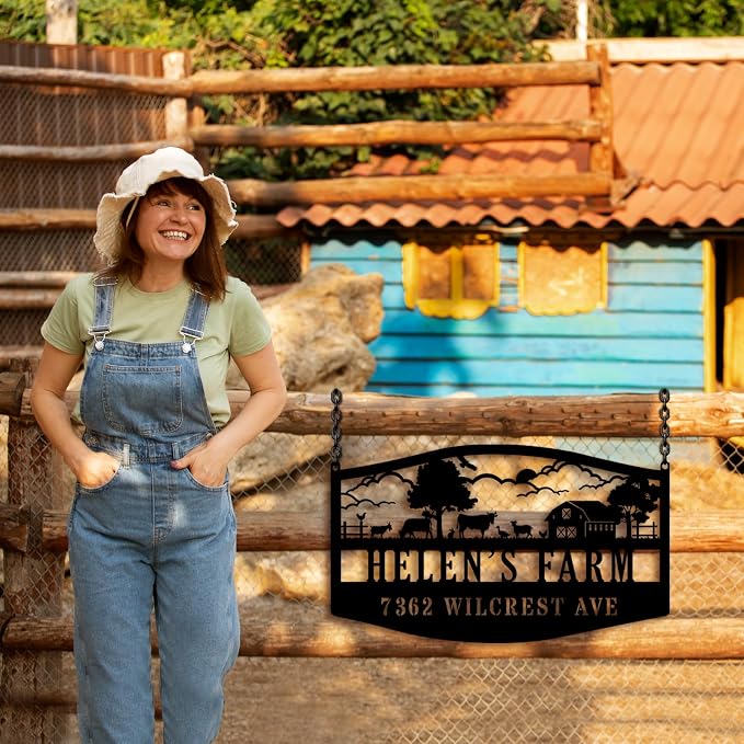 Personalized Metal Farm Sign, Personalized Outdoor Ranch Name Sign, Family Name Sign, Custom Large Outdoor Metal Sign, Metal Hanging Farm Signs, Farmhouse Decor