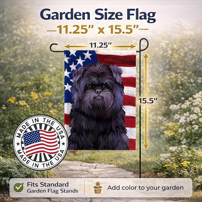 Caroline's Treasures CK6382GF Affenpinscher American Flag Garden Flag Mailbox Flag Decorative Yard Flag Banner Outside Patio Artwork Yard Flower Beds, Garden Size, Multicolor