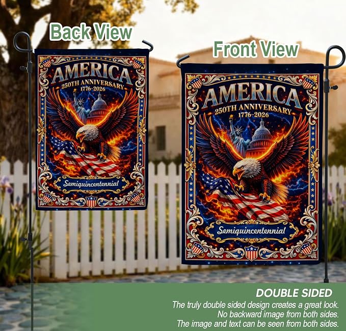 250th Anniversary Patriotic Design, 1776-2026 Commemorative, 250 Anniversary Usa Flag, Garden Flags For Outside, Front And Back Print 4 (12x18 Inch)