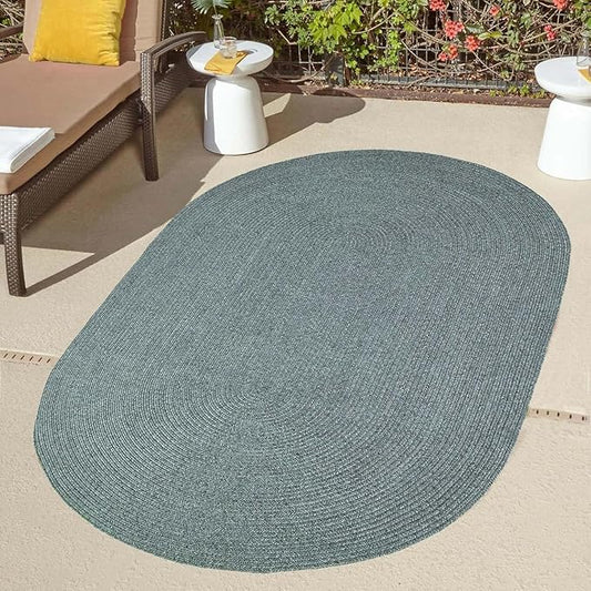 Superior Indoor/Outdoor Area Rug, Reversible Braided Floor Decor for Living Room, Kitchen, Patio, Front Porch, Modern Boho Farmhouse Rugs, Hardwood, Bedroom Accessories, 4' x 6', Lagoon Breeze