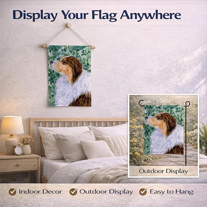 Caroline's Treasures SS8738GF Australian Shepherd Garden Flag Mailbox Flag Decorative Yard Flag Banner Outside Patio Artwork Yard Flower Beds, Garden Size, Multicolor