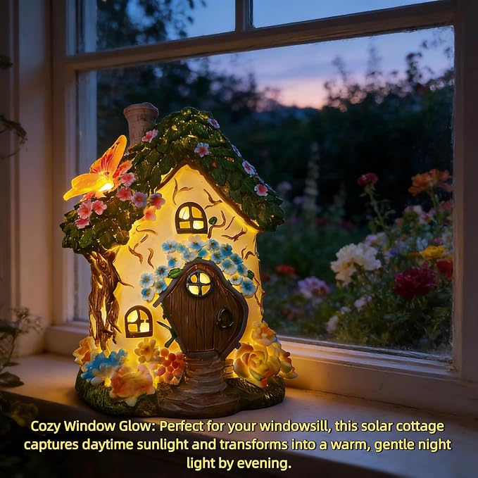 Fairy Garden Houses, Fairy Houses,Fairy Houses for Outside,Fairy Garden Houses Outdoor,Solar Fairy Garden,gnome House,Fairy Garden,Fairy Garden Accessories, for Women Gift/Teenage Gift
