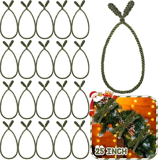 Zhengmy 20 Pcs 25 Inch Extra Long Christmas Garland Ties Christmas Decorative Twist Ties for Banister Reusable Flexible Twist for Holiday Xmas Home Decorations Craft Wrapping (Olive Green)