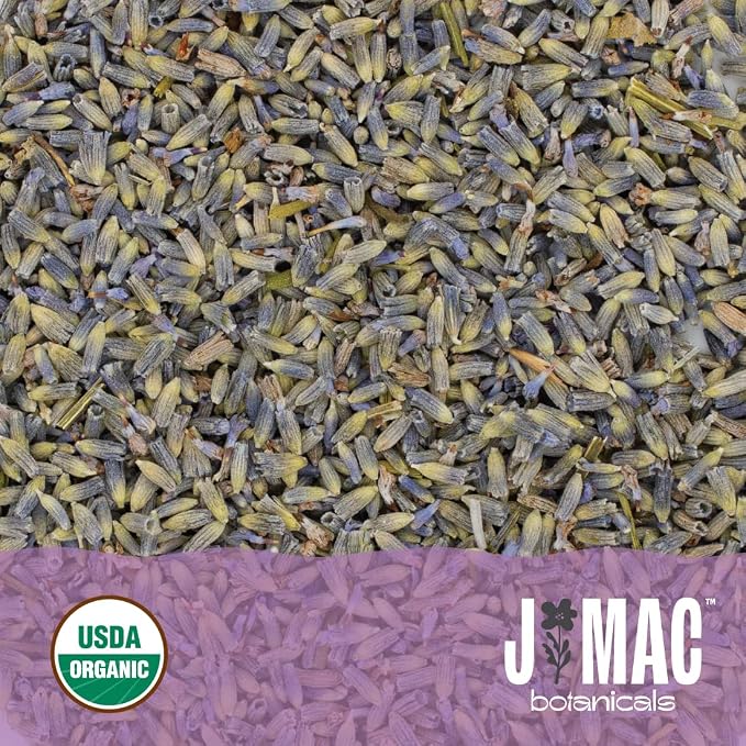 J Mac Botanicals, Organic Lavender Flower (2 oz), Dried Lavender Flowers, Buds
