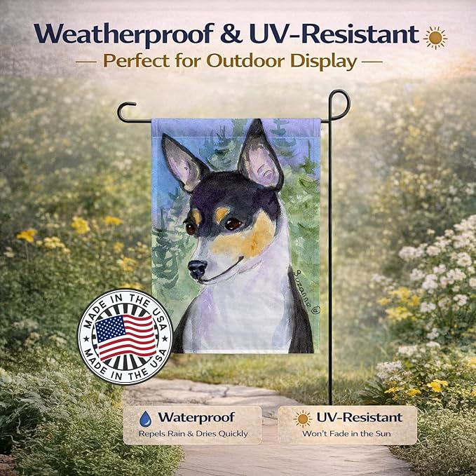 Caroline's Treasures SS8927GF Rat Terrier Garden Flag Mailbox Flag Decorative Yard Flag Banner Outside Patio Artwork Yard Flower Beds, Garden Size, Multicolor
