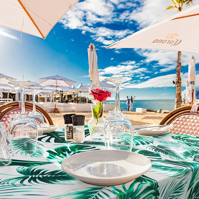 Outdoor Tablecloth with Umbrella Hole Umbrella Tablecloth Patio Tablecloths with Zipper for Courtyards, Terraces, and Beaches 60 x 120 in