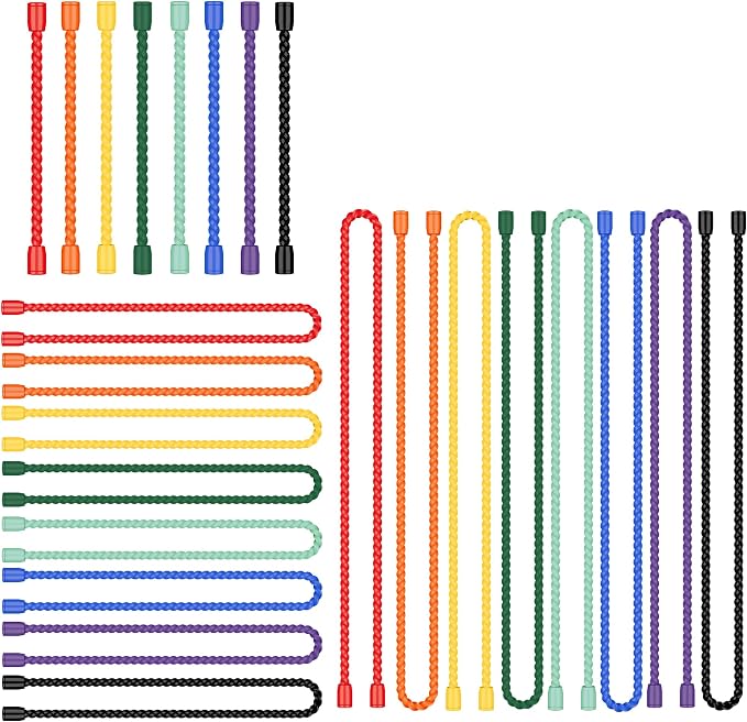 24PCS 4-Inch, 12-Inch, 18-Inch Silicone Cable Ties, Bendable Rubber Twist Ties, Reusable Twist Ties for Cords, gear ties for Organizing, Bundling (Multicolor)