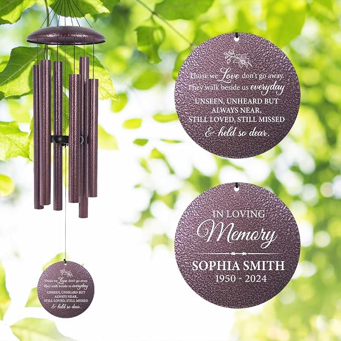 ASTARIN Personalized Wind Chimes Memorial, Sympathy Wind Chime Sorry for Your Loss Gifts, in Memory of Loved One Gift for Women Friend Loss of Husband Wife(Produced in Texas)