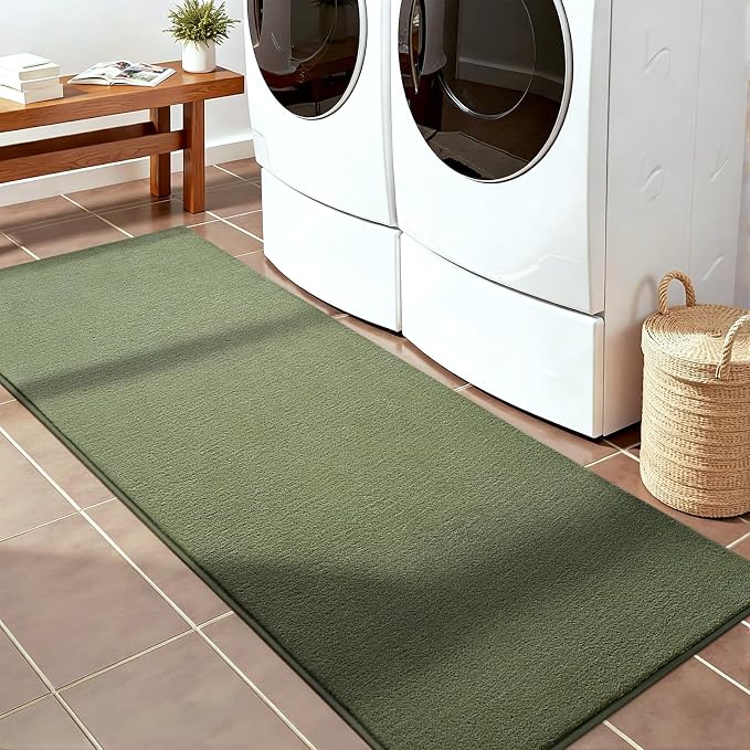 Vasofe 2x6 Runner Rug for Bedroom Living Room, Hallway Runner Rug Non Slip | Sage Green Memory Foam Low-Pile Hallway Carpet Runner Rug for Entryway, Throw Small Kids Carpet for Bedside Dorm Room Decor