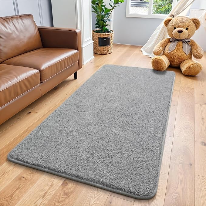 Keeko 2x3 Area Rugs for Living Room,Soft Washable Memory Foam Bedroom Rug | Indoor Throw Rug Low Pile Minimalist Non Slip Carpet for Kids Nursery Classroom Dorm Room Home Decor Grey