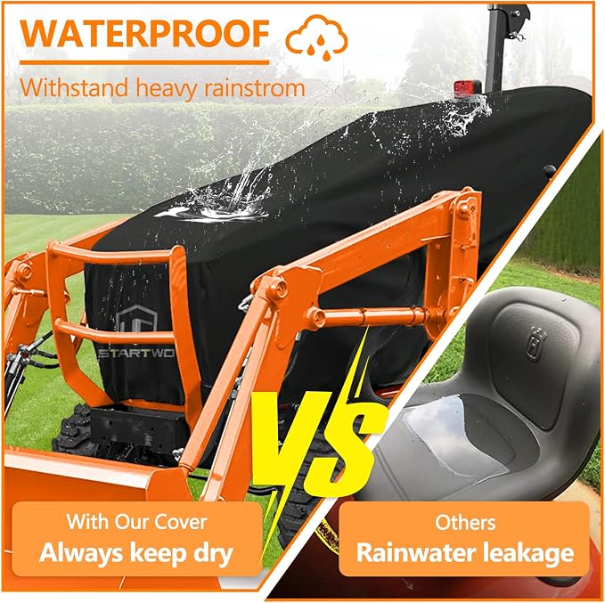 STARTWO Tractor Cover Watrproof Heavy Duty, Tear-Resistant Anti-UV Compact Utility Tractor Cowling Cover with Buckle, Compatible with Kubota,Bobcat,Mahindra,John Deere and More